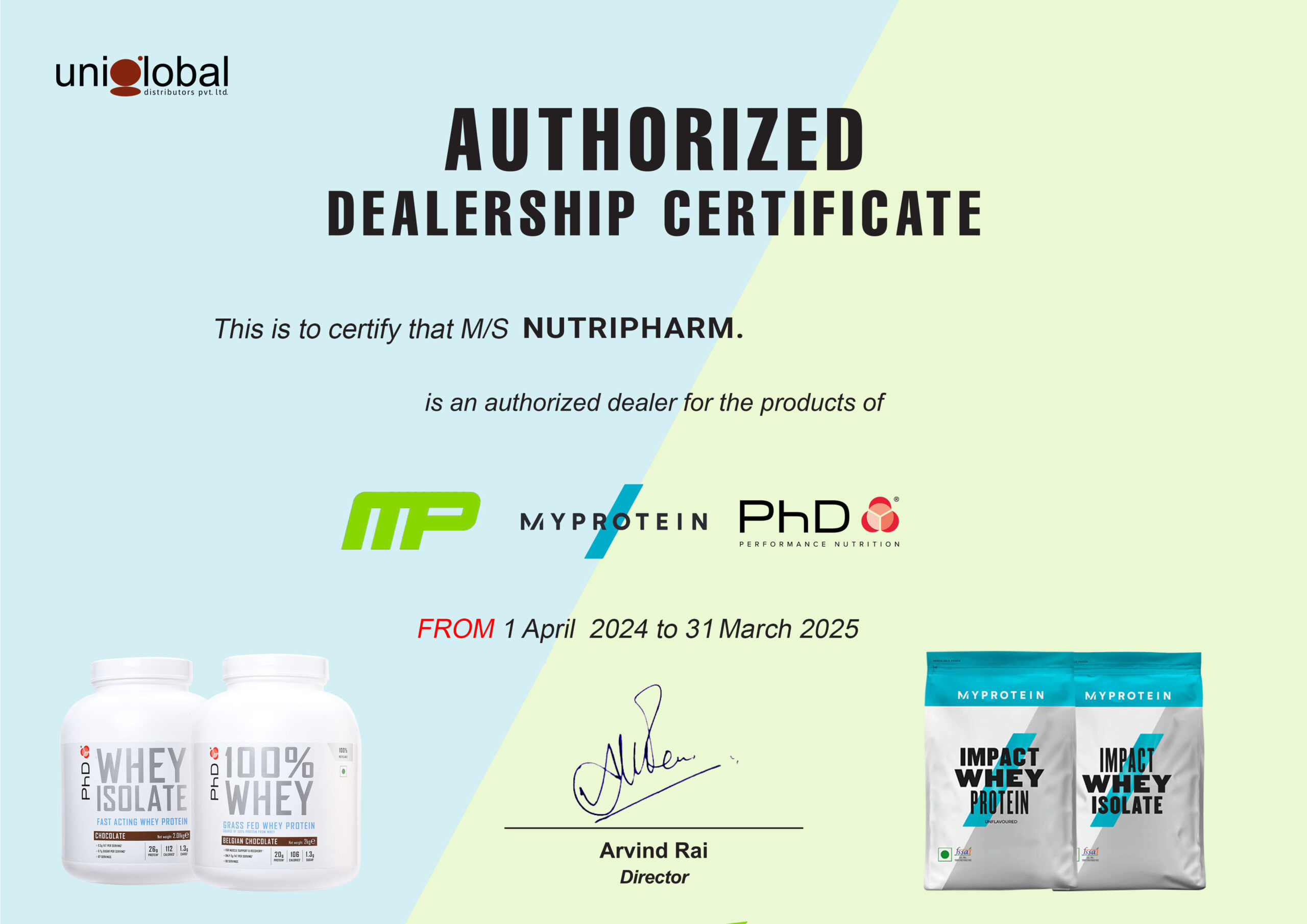 DEALERSHIP CERTIFICATE Nutripharm